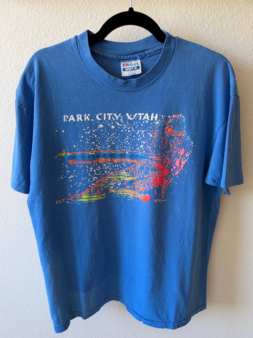 Vintage Hanes Beefy-T 'Park City, Utah' Ski Single Stitch Graphic Tee